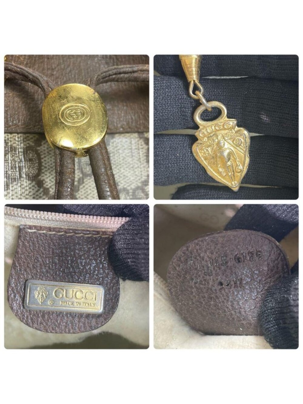 ★SOLD★ Gucci GG Shoulder Bag Brown Leather Logo Drawstring - Picture 10 of 10